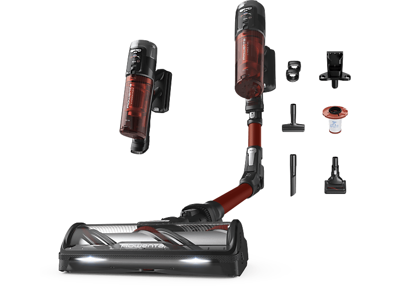 ROWENTA Aspirador escoba en color Rojo — 380 W y 0.65 L