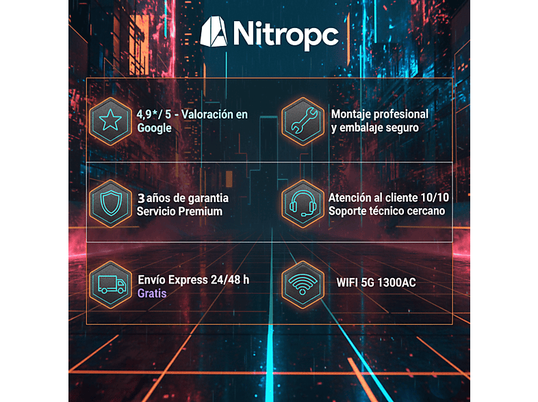 NITROPC Pack PC gaming — AMD Ryzen 5 5500 (6 núcleos y 12 hilos | 3,60 GHz hasta 4,20 GHz) — foto 2