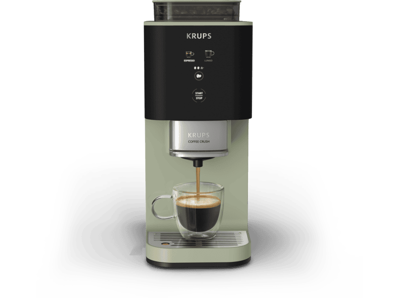Cafetera superautomática KRUPS en color Verde, Café en grano y molido