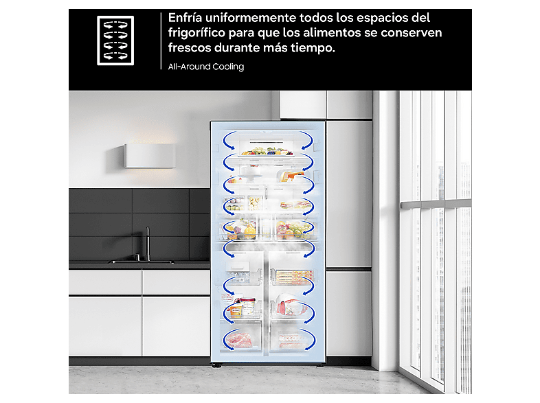 SAMSUNG Frigorífico americano All Around Cooling (mod. Bespoke AI RS70F64KETEF) en color Inox — foto 8
