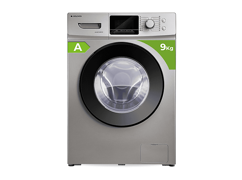 Lavadora carga frontal ASPES con 9 kg en color Inox