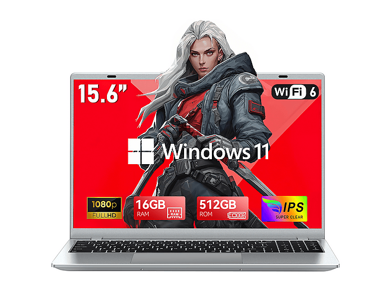 VANWIN Portátil 15,6 " Full-HD en color plata