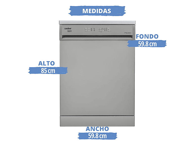 SAUBER Lavavajillas libre instalación 60 cm 4 programas (mod. SERIE 1-DW6103X V) — foto 4