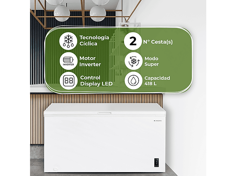 Congelador horizontal ASPES con 418 l en color Blanco — foto 4