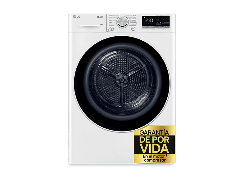 Secadora bomba de calor LG en color Blanco de 8 kg