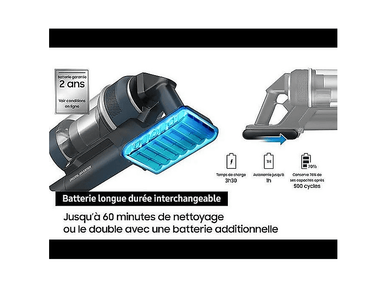 Aspirador escoba SAMSUNG en color Negro, Cromo de 550 W — foto 5