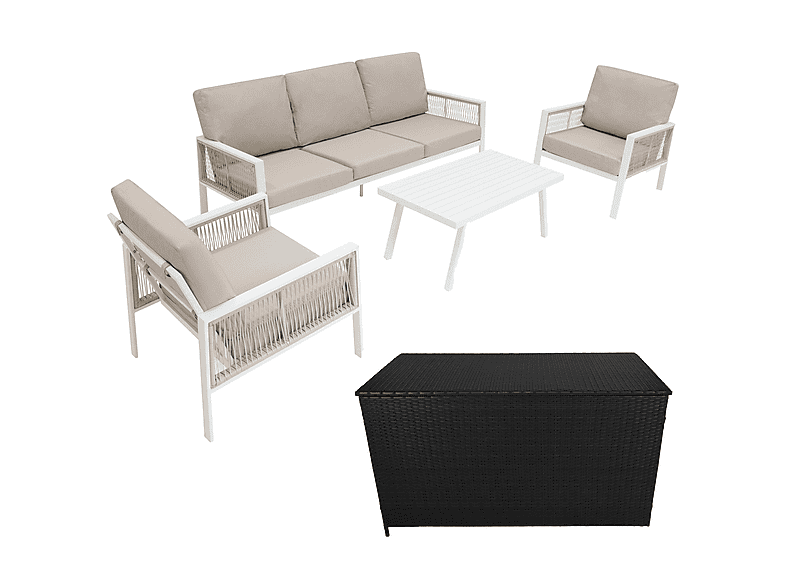 MONSTER Conjunto de jardín en color Blanca (mod. De aluminio 5 plazas)